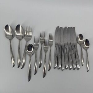 Oneida Community Twin Star Stainless Flatware 17pc Lot MCM Starburst USA